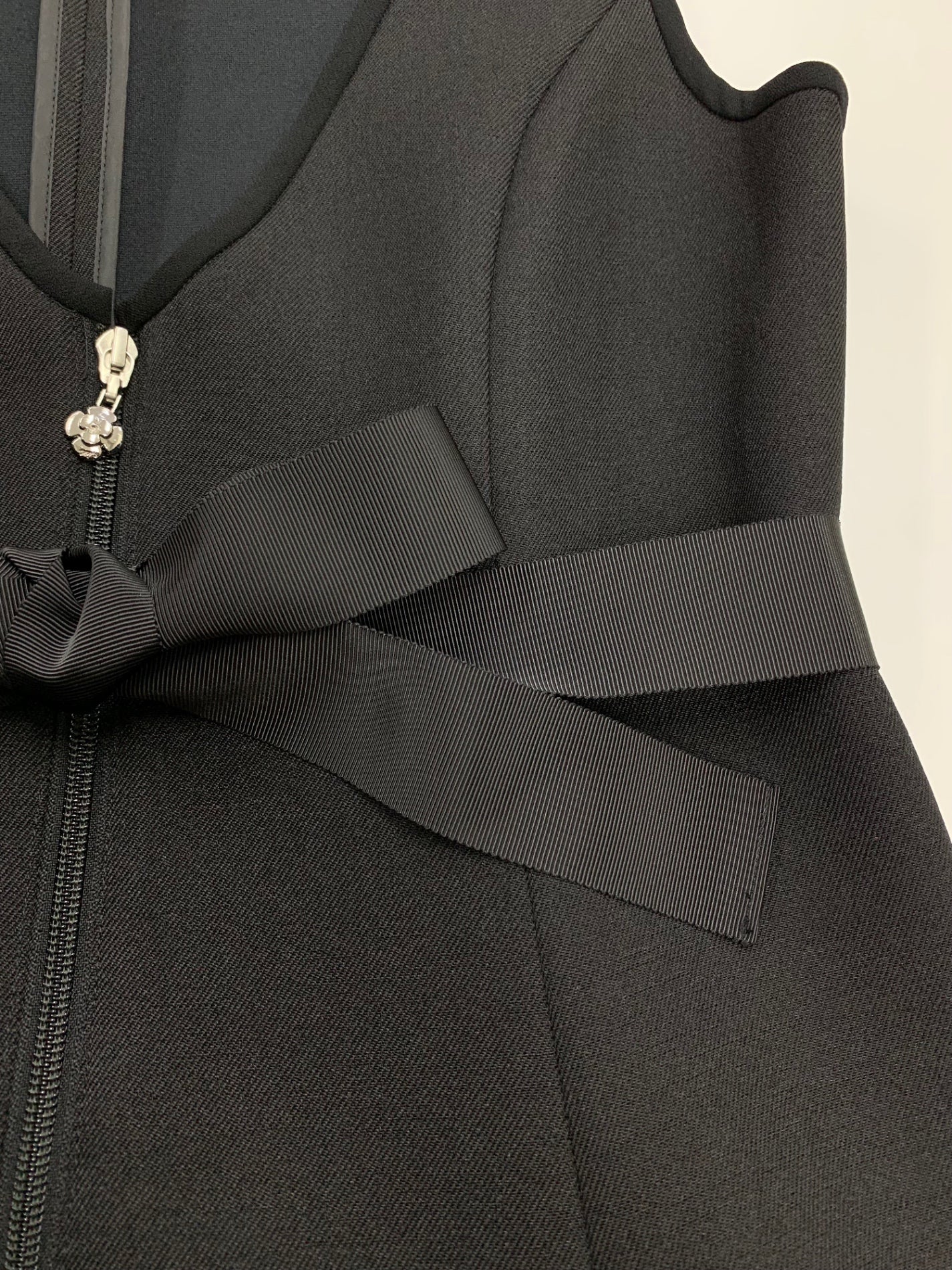 エムズグレイシー 411511 ジャンパースカート 40 ブラック ボンディング リボン フロントジップ IT6P9PIUTY2O