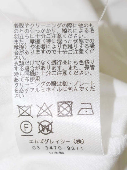 エムズグレイシー 015332 カットソー 40 ホワイト リボン バルーンスリーブ 異素材ミックス ITR5E94C4NFQ