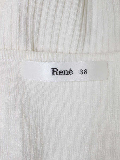 ルネ 6032230 カーディガン 38 ホワイト ダブルジップ パール リボン ITCE8LQI7AKS