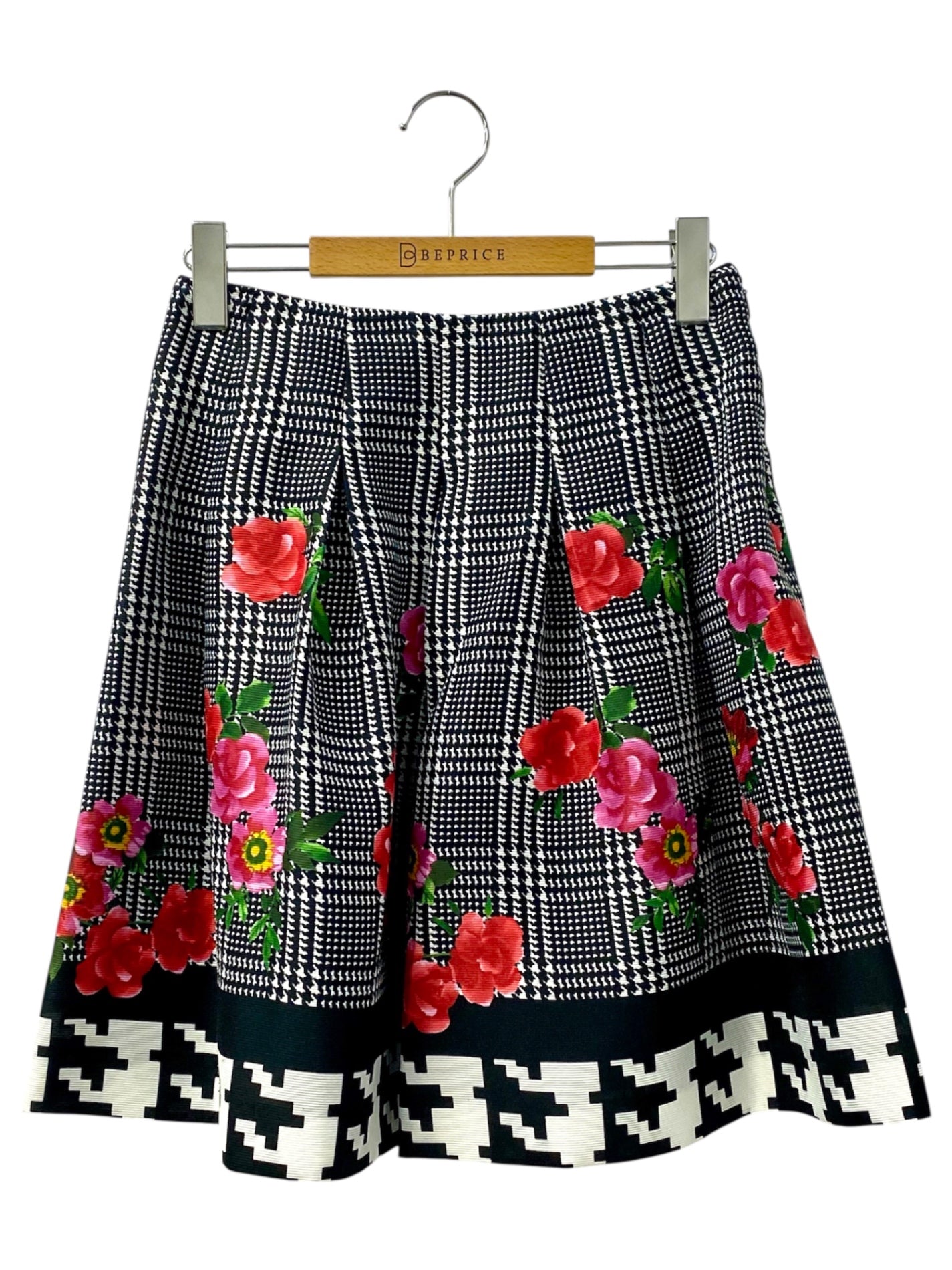 エムズグレイシー 817359 スカート 40 ブラック 千鳥 花柄 ITY8ON2R8FD3