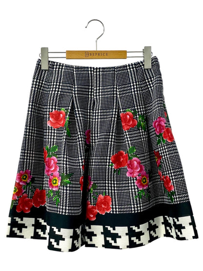 エムズグレイシー 817359 スカート 40 ブラック 千鳥 花柄 ITY8ON2R8FD3
