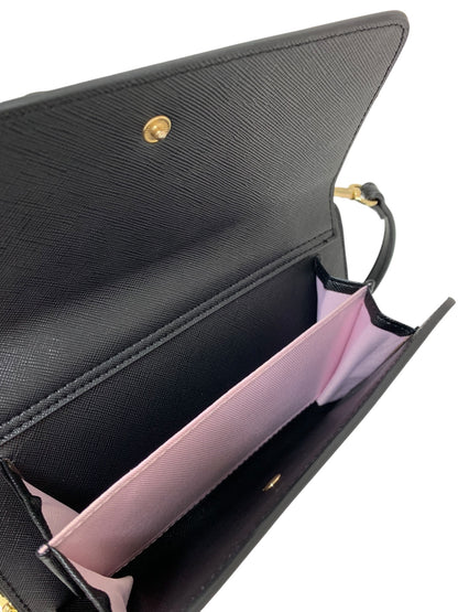 エムズグレイシー Wallet Ribbon Bag 894507 長財布 ブラック ストラップ付き ポシェット IT1EDIWQW1B8