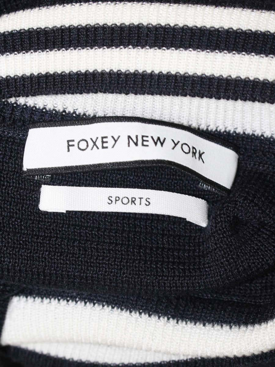 フォクシーニューヨーク No Sleeve Knit Top 40727 ニット 38 ネイビー ボーダーボトルネック IT5V31TWQUZH