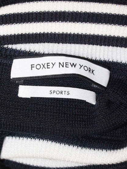 フォクシーニューヨーク No Sleeve Knit Top 40727 ニット 38 ネイビー ボーダーボトルネック IT5V31TWQUZH