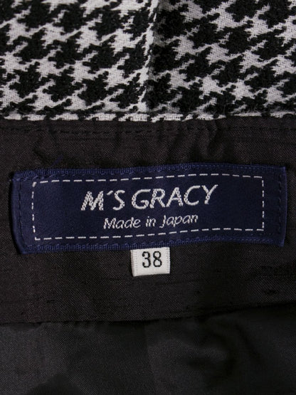 エムズグレイシー 317524 スカート 38 ブラック 千鳥柄ライン入りタックスカート ITP1V3NU37CG 【SALE】