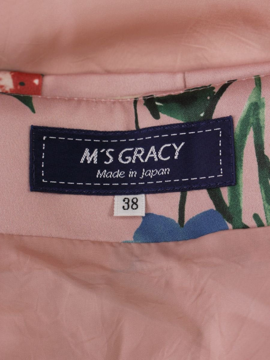 エムズグレイシー 727549 スカート 38 ピンク フラワーモチーフ タック ITRJ47GC9X3O