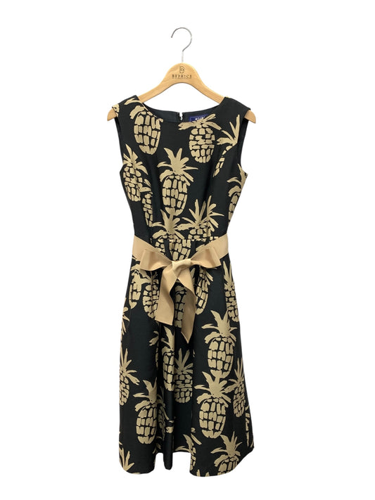 エムズグレイシー 111335 ワンピース 36 ブラック パイナップルモチーフ ウエストリボン IT8RI4CUBE00