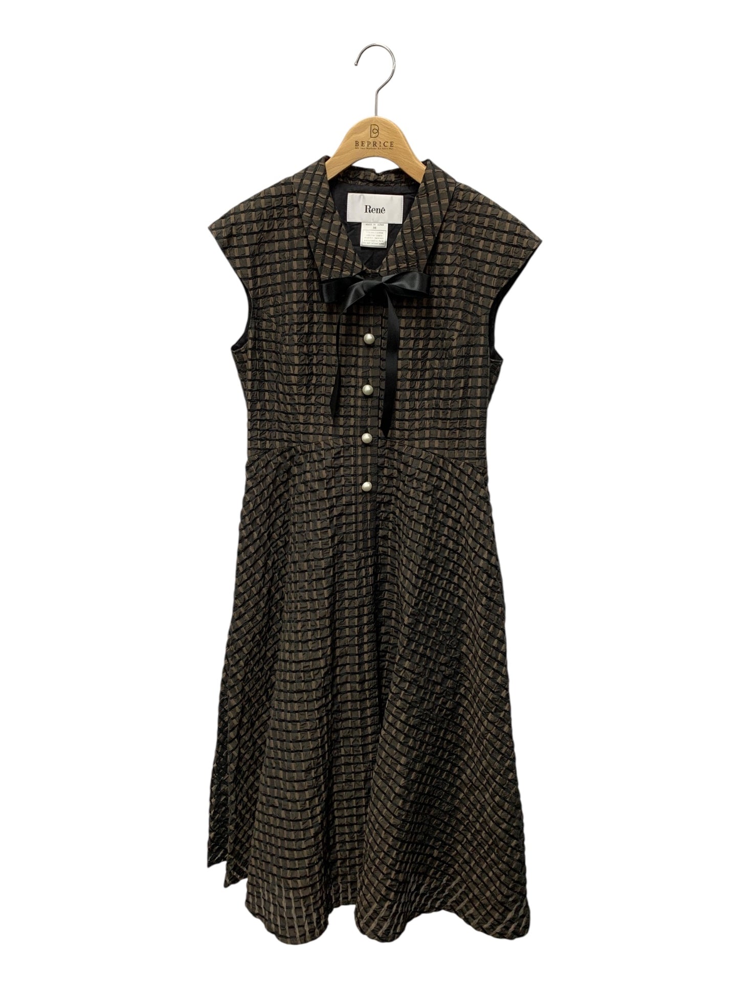 ルネ パールボタンジャガード ワンピース 6236140 36 ブラウン ITE6WTNLT38W