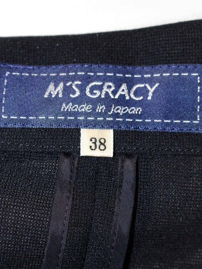 エムズグレイシー 814325 ジャケット 38 ネイビー 薄手 カメリアボタン IT35PU23MBLU