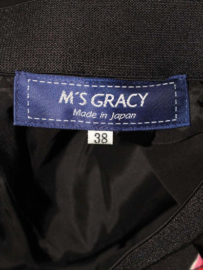 エムズグレイシー 917542 スカート 38 ブラック アイコンモチーフ フレア IT5Y5TETX2E6