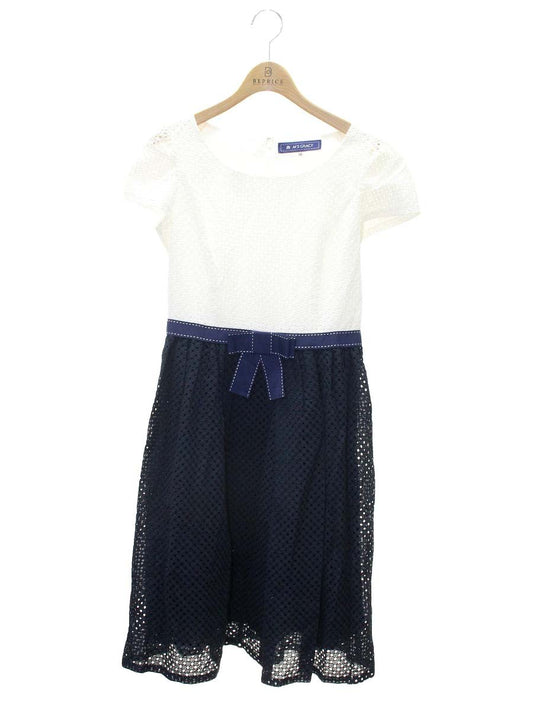 エムズグレイシー 521390 ワンピース 38 ホワイト カットワークレース リボン IT3J5FJ8UIYO