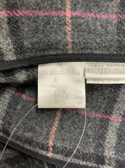 バーバリーブルーレーベル FNF37-765-07 ダッフルコート 36 グレー 2way フェイクファー ITWYH6IJMMFS