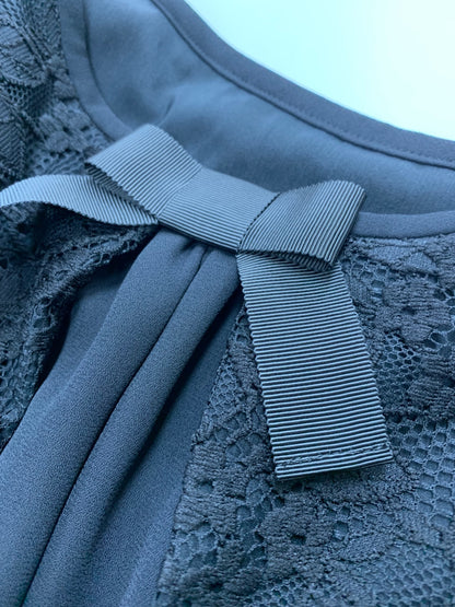 エムズグレイシー 510319 トップス 40 ブラック レース リボン 花柄 ITJRXMR8OD84