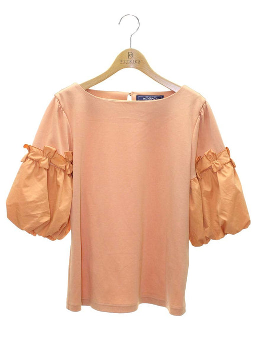 エムズグレイシー 215113 Tシャツ カットソー 40 オレンジ パフスリーブ リボン IT3HFCSOOEK8