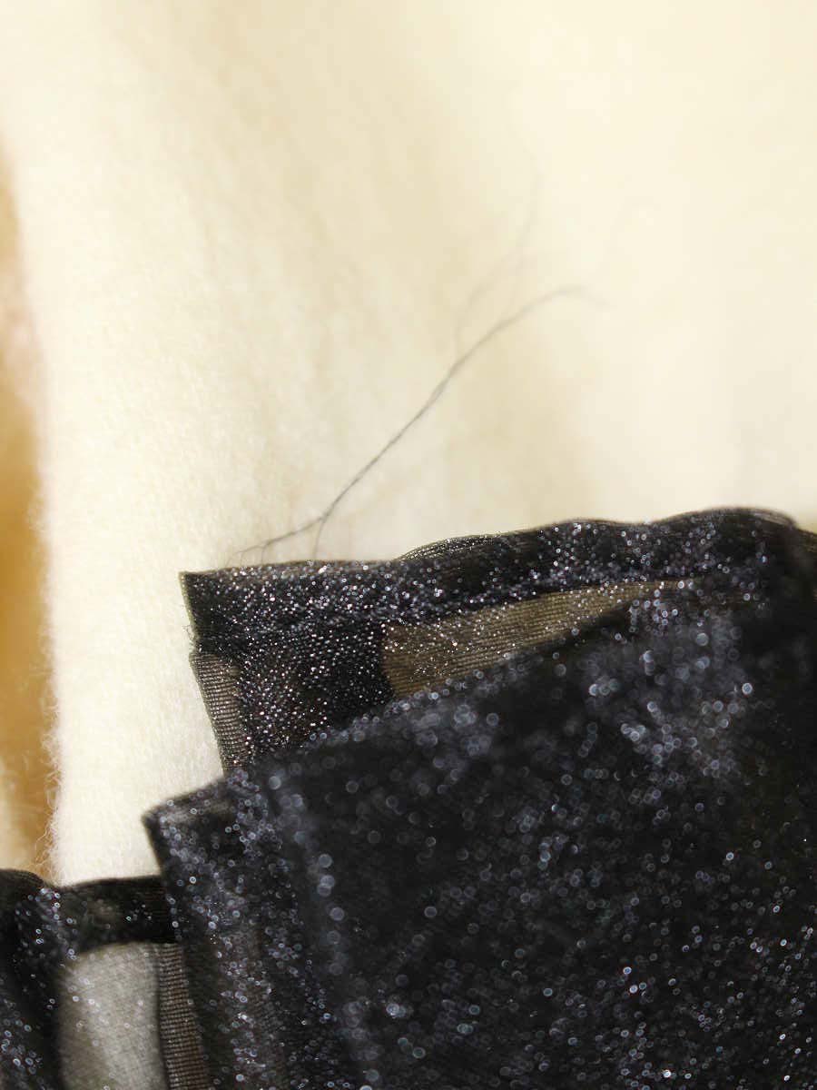 セブンテンバイミホカワヒト オーガンジートップス 1A102 M アイボリー/ブラック ウール IT71HIVT0WB8