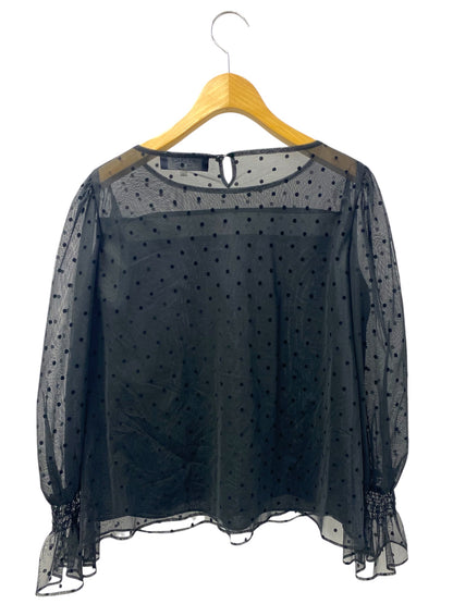 エムズグレイシー Tulle Blouse 010112 Tシャツ カットソー 38 ブラック ベロア ドット柄 IT6AXPCSW8G8 【SALE】