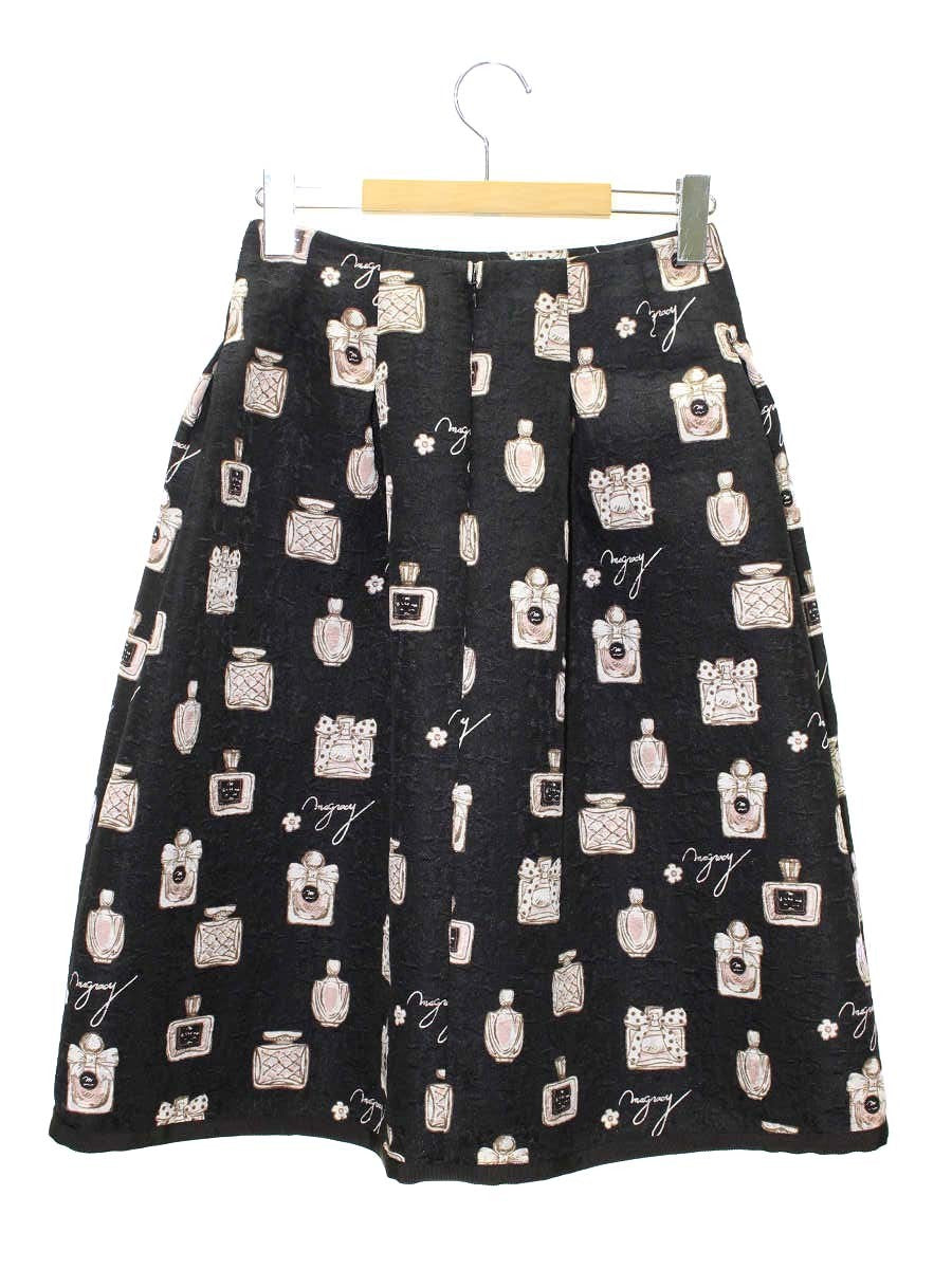 エムズグレイシー 317535 スカート 36 ブラック 香水瓶 花 ITN0AB3WZCKG