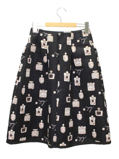 エムズグレイシー 317535 スカート 36 ブラック 香水瓶 花 ITN0AB3WZCKG
