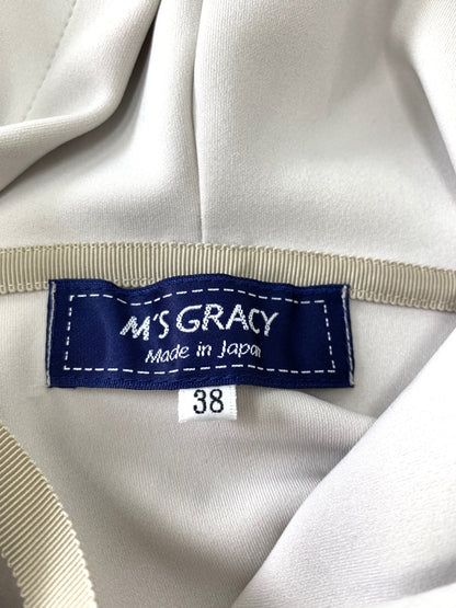 エムズグレイシー 315517 パーカー 38 グレージュ フード 刺繍 ロゴ リボン ITLW0H4DWN88