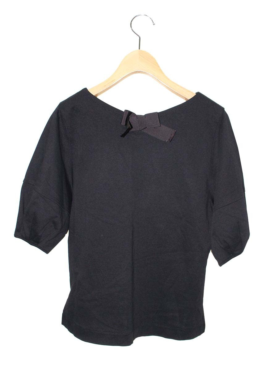 エムズグレイシー Volume Sleeve Cut sew 815319 Tシャツ カットソー 38 ブラック リボン ITBF203V5GCI