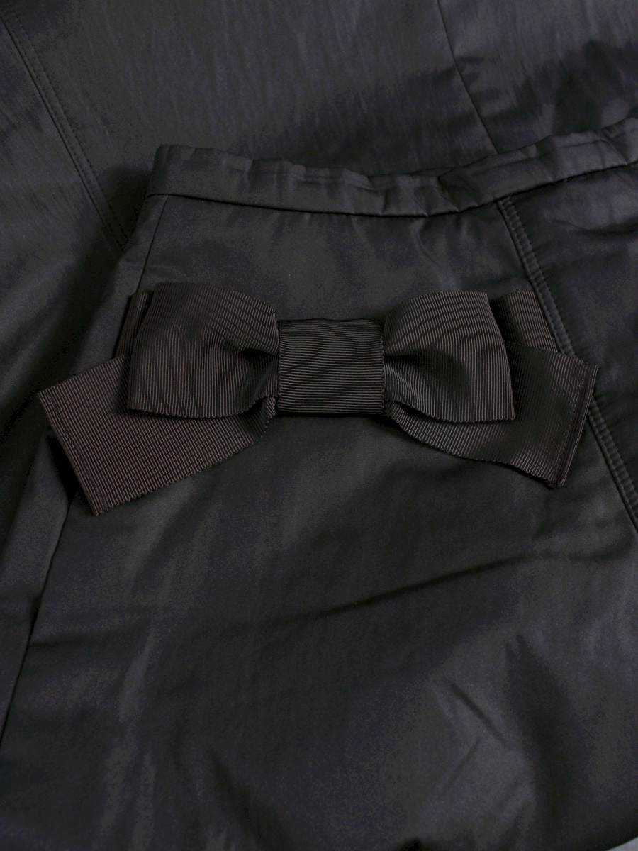 エムズグレイシー 217532 スカート 40 ブラック Aライン リボン ITUVR1B2DS4K