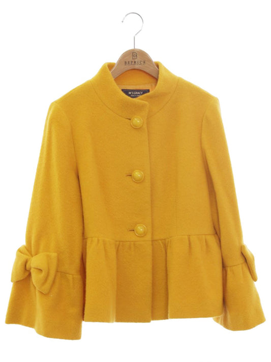 エムズグレイシー 014522 ジャケット 42 イエロー ウール混 リボン ITIYK3GCDVX8