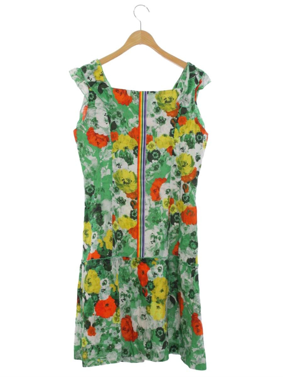 スーパービューティー ワンピース 44 グリーン リネン フラワーモチーフ ITJH9XHE0TBJ 【SALE】