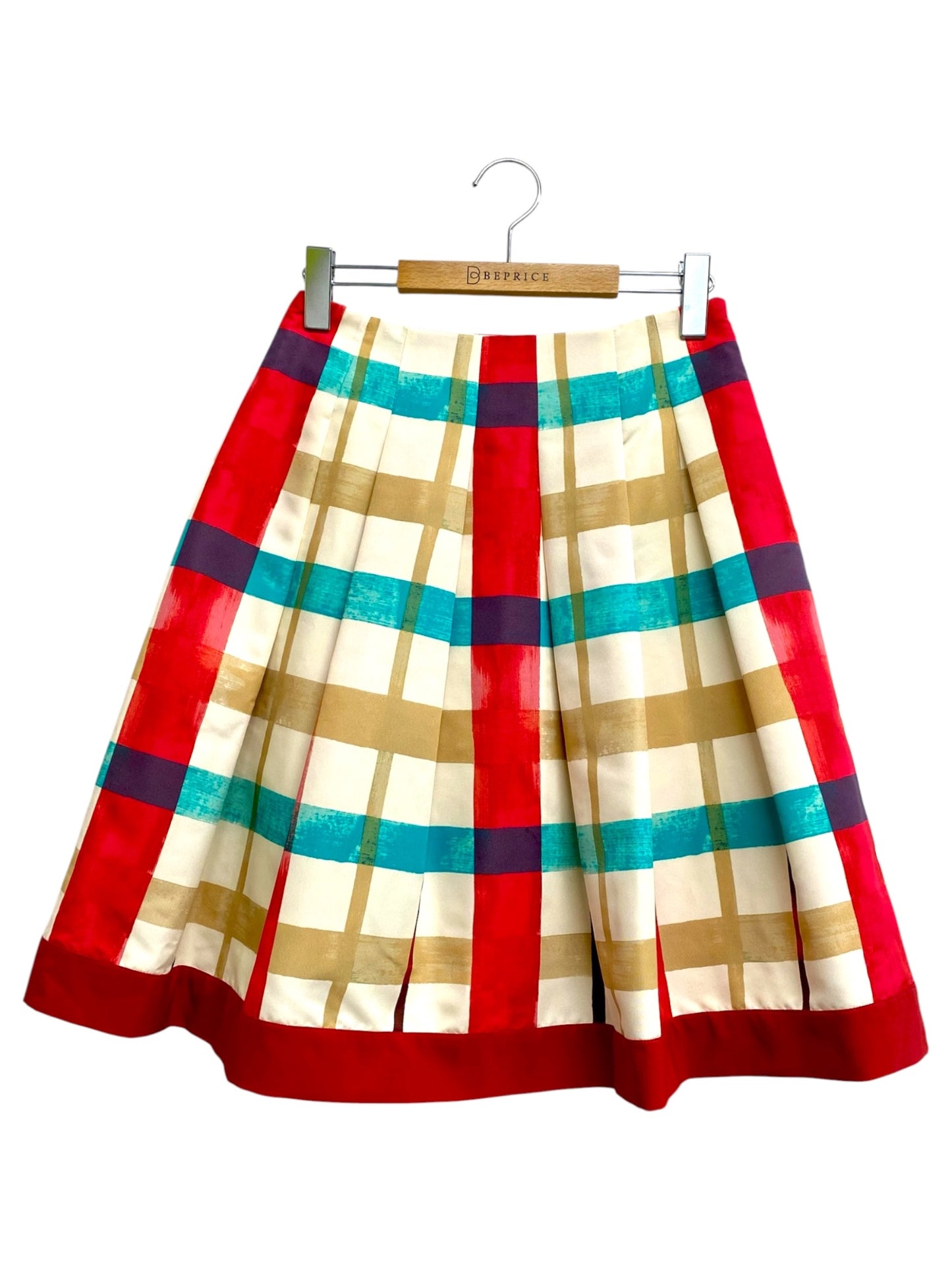 エムズグレイシー Colorful Check Skirt 017116 スカート 38 マルチカラー 水彩チェック プリント フレア IT8UM3IY47A2