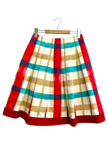 エムズグレイシー Colorful Check Skirt 017116 スカート 38 マルチカラー 水彩チェック プリント フレア IT8UM3IY47A2