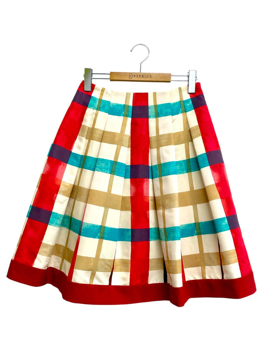 エムズグレイシー Colorful Check Skirt 017116 スカート 38 マルチカラー 水彩チェック プリント フレア IT8UM3IY47A2