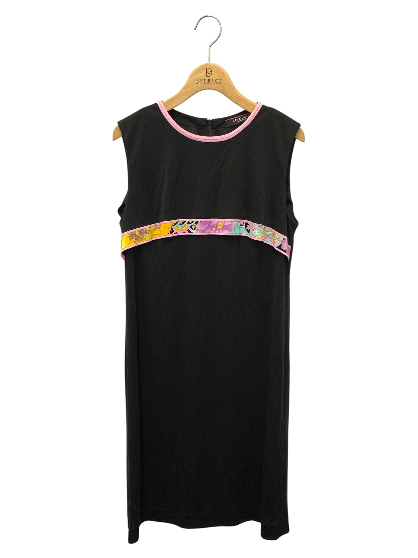 レオナールファッション 0150265 ワンピース 38 ブラック フラワー IT4ZUWYMZYJ4 【SALE】