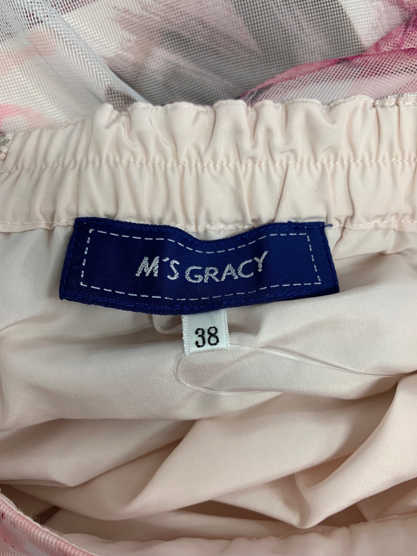 エムズグレイシー 417334 スカート 38 ピンク フラワー プリントチュール IT9JTAJZVKZV