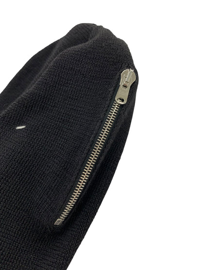 マルタンマルジェラ MOD.30 ニット帽子 ブラック ジップ付き ITEJ5JD21MV4