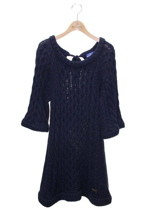 バーバリーブルーレーベル E1J08-358-29 ニットワンピース 38 ネイビー ケーブルニット IT3CIL56870O