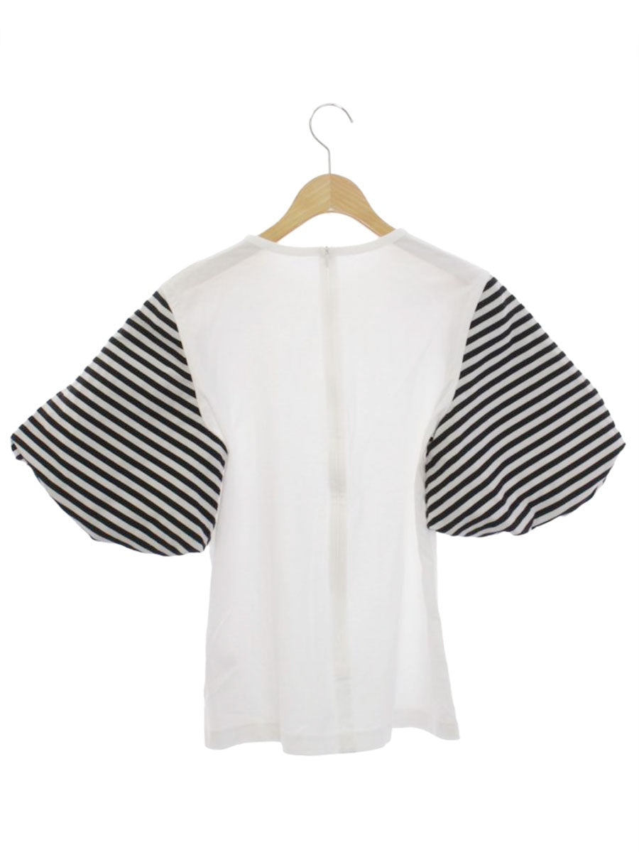 ボーダーズアットバルコニー BD2211-2C-13 Tシャツ カットソー 38 ホワイト パフスリーブ ITQQD0UV317P 【SALE】