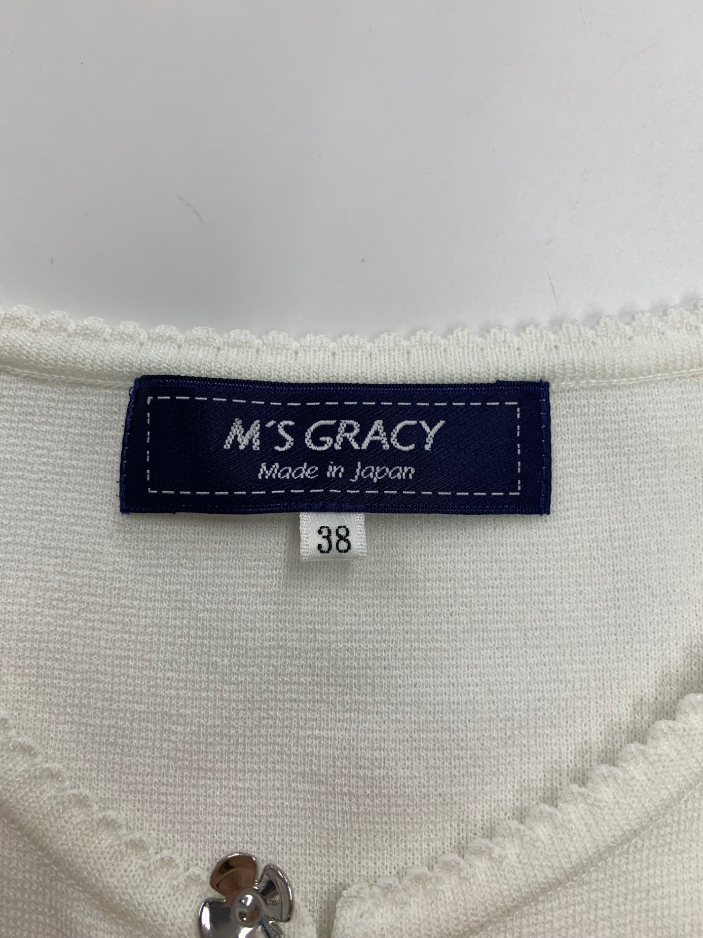 エムズグレイシー 裾レーシージップアップ 418125 カーディガン 38 ホワイト ITXC7IJTL8LC