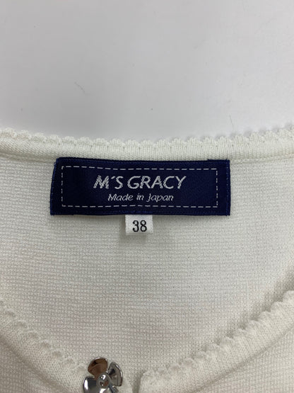 エムズグレイシー 裾レーシージップアップ 418125 カーディガン 38 ホワイト ITXC7IJTL8LC
