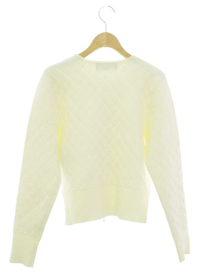 エムズグレイシー 728554 ノーカラージャケット 40 ホワイト パール キルティング ジップ ITKPGF29LX5C