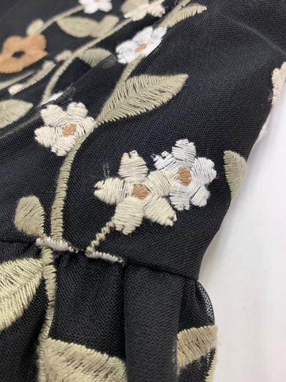 エムズグレイシー 411111 ワンピース 38 ブラック 刺繍 花柄 フラワーモチーフ ITV6AAANDB04