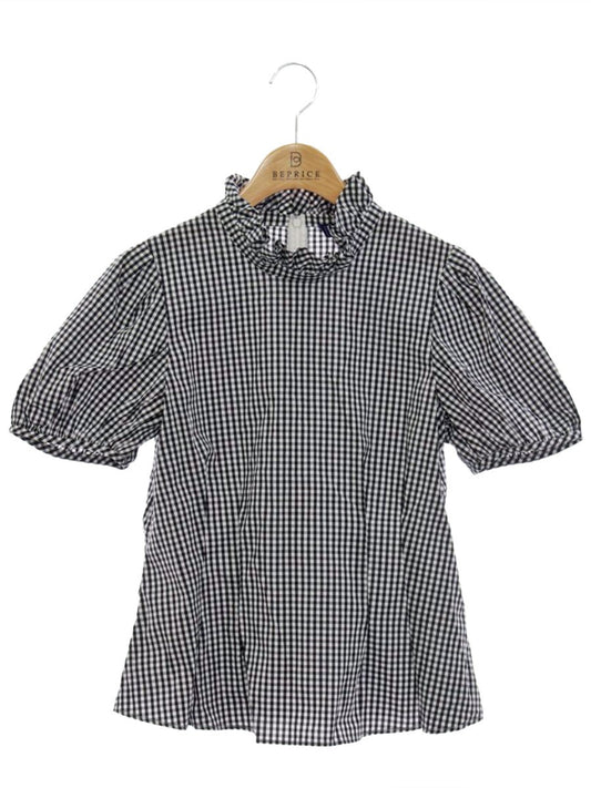 エムズグレイシー 110315 ブラウス 38 ブラック/ホワイト ギンガムチェック バックジップ ITA5HC2MXCKS