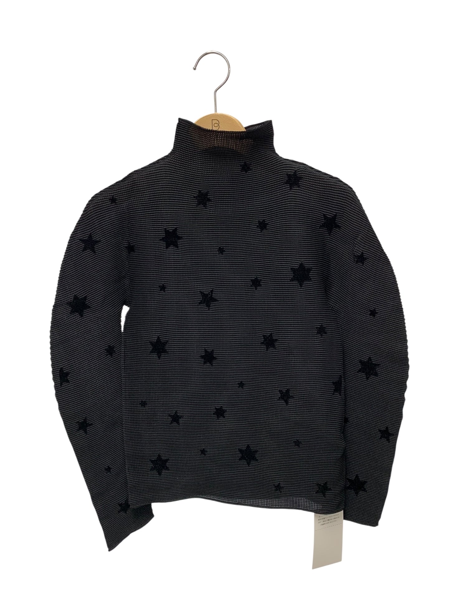 ミーイッセイミヤケ MI24FJ651 プルオーバー ブラック ボトルネック ワッフルプリーツ スター ITJMR2MR7W74