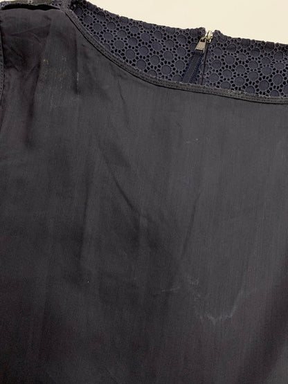 フォクシーブティック Dress Cerisier 43374 ワンピース 40 ネイビー アイレットレース刺繍 ITDWMO21PIGL