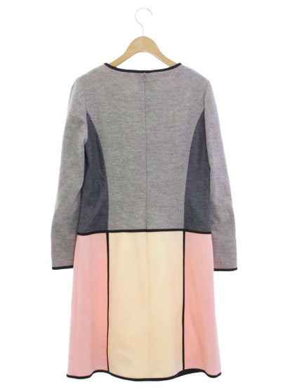 エムズグレイシー 521550 ワンピース 42 グレー ウール バイカラー IT4GA7RFOL4G