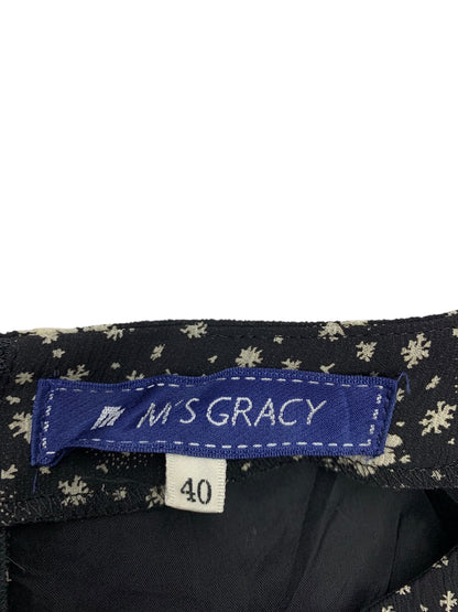 エムズグレイシー 821387 ワンピース 40 ブラック 花 リボン ITHAU5CXE47O