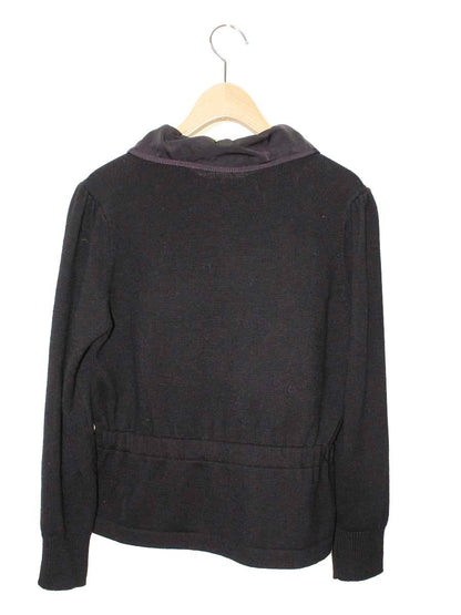 エムズグレイシー 628609 ジャケット 40 ブラック カメリアWジップ ニット ナイロン ITTRBKFD0TS4