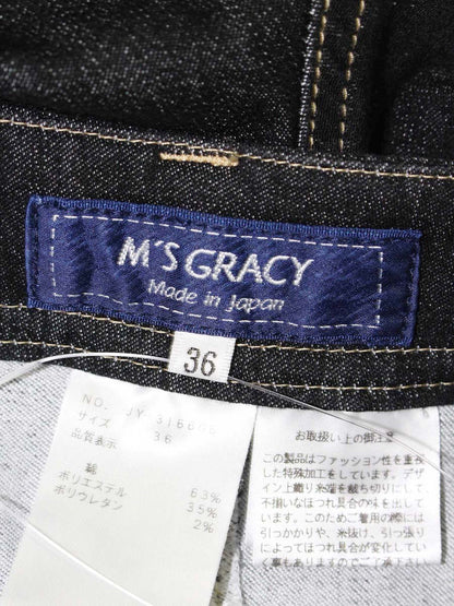 エムズグレイシー バッグポケット刺繍付きスリムデニムパンツ 316606 36 ブラック IT3HQ7UFHL4G