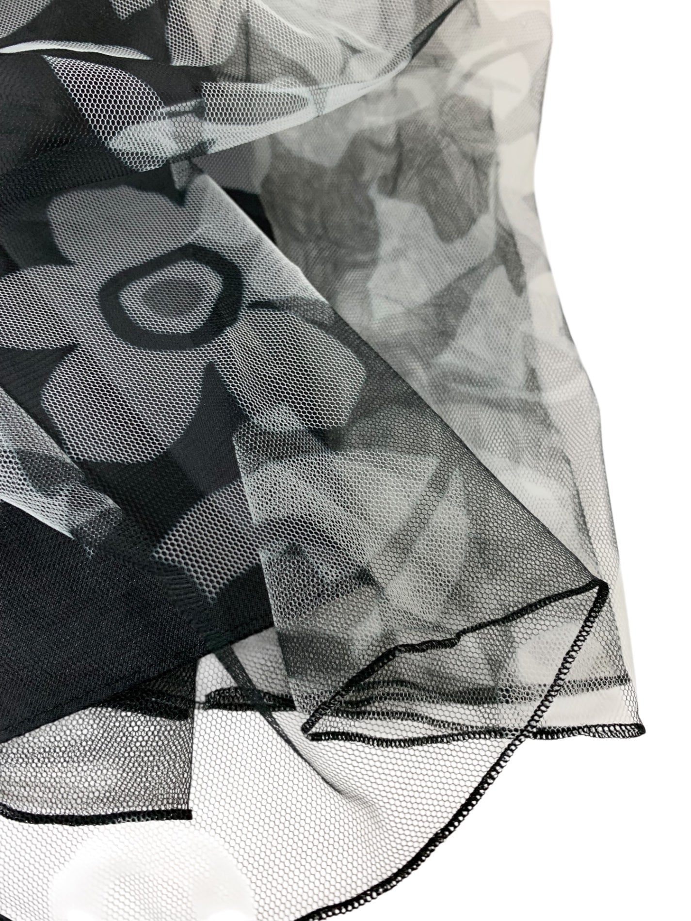 エムズグレイシー 517125 スカート 38 ブラック フラワープリント チュール IT6J5JGTFSBS