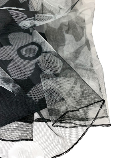 エムズグレイシー 517125 スカート 38 ブラック フラワープリント チュール IT6J5JGTFSBS