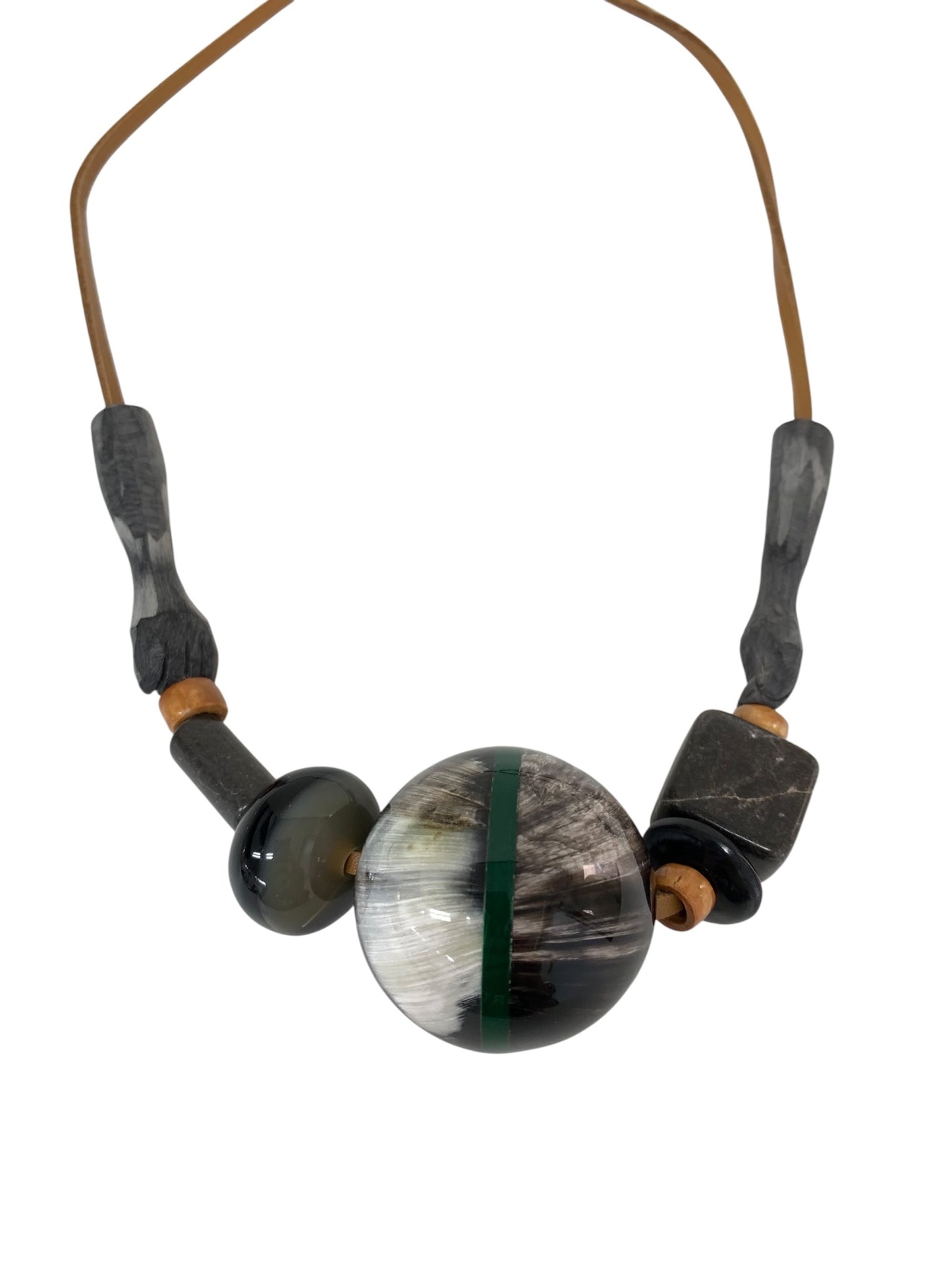 マルニ ネックレス グレー ストーンモチーフ 石 レザー IT6KRC45OH88