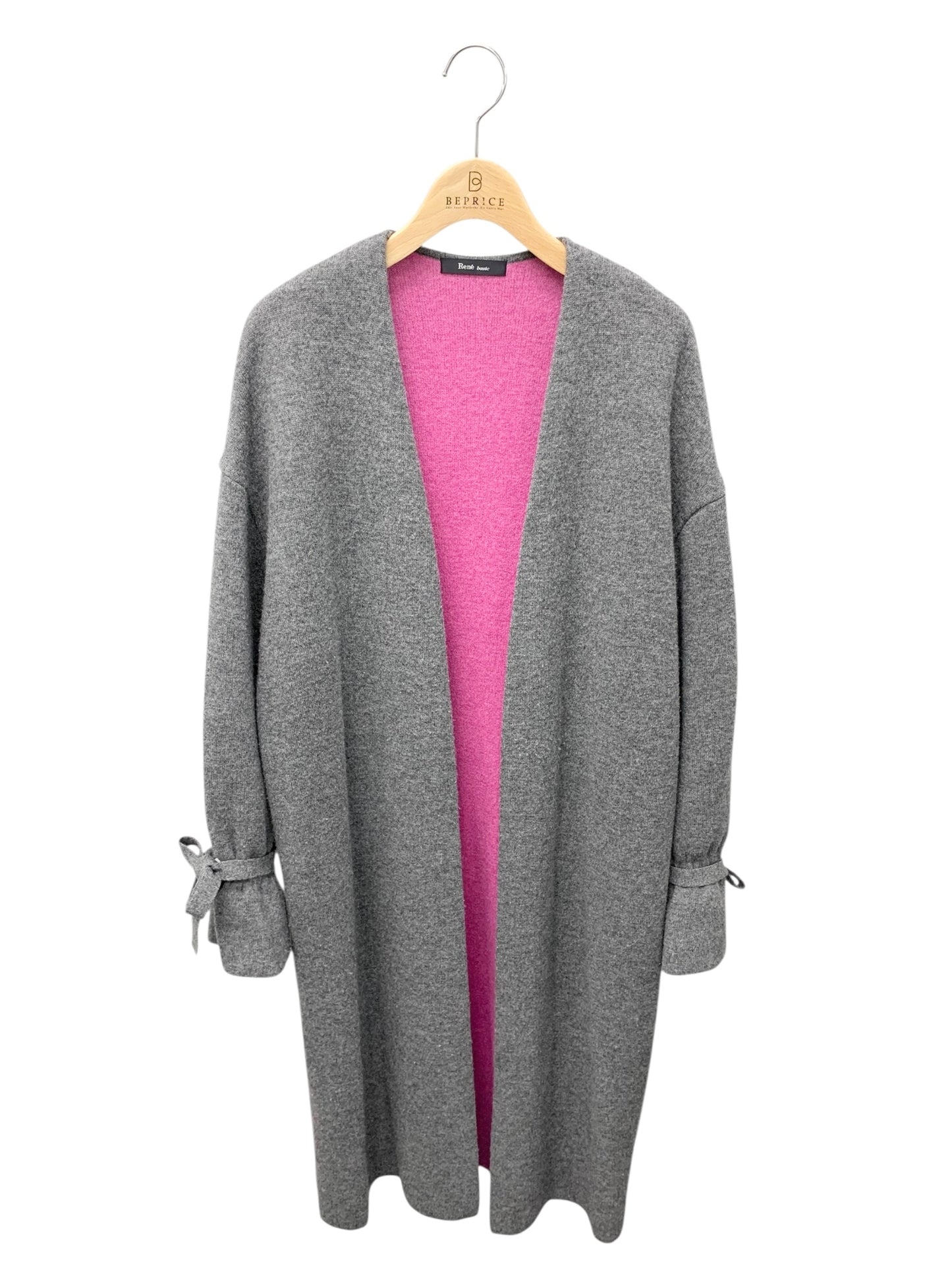 ルネ basic 5042250 コート F グレー ニットコート リボン ITHFEUH0O3HY